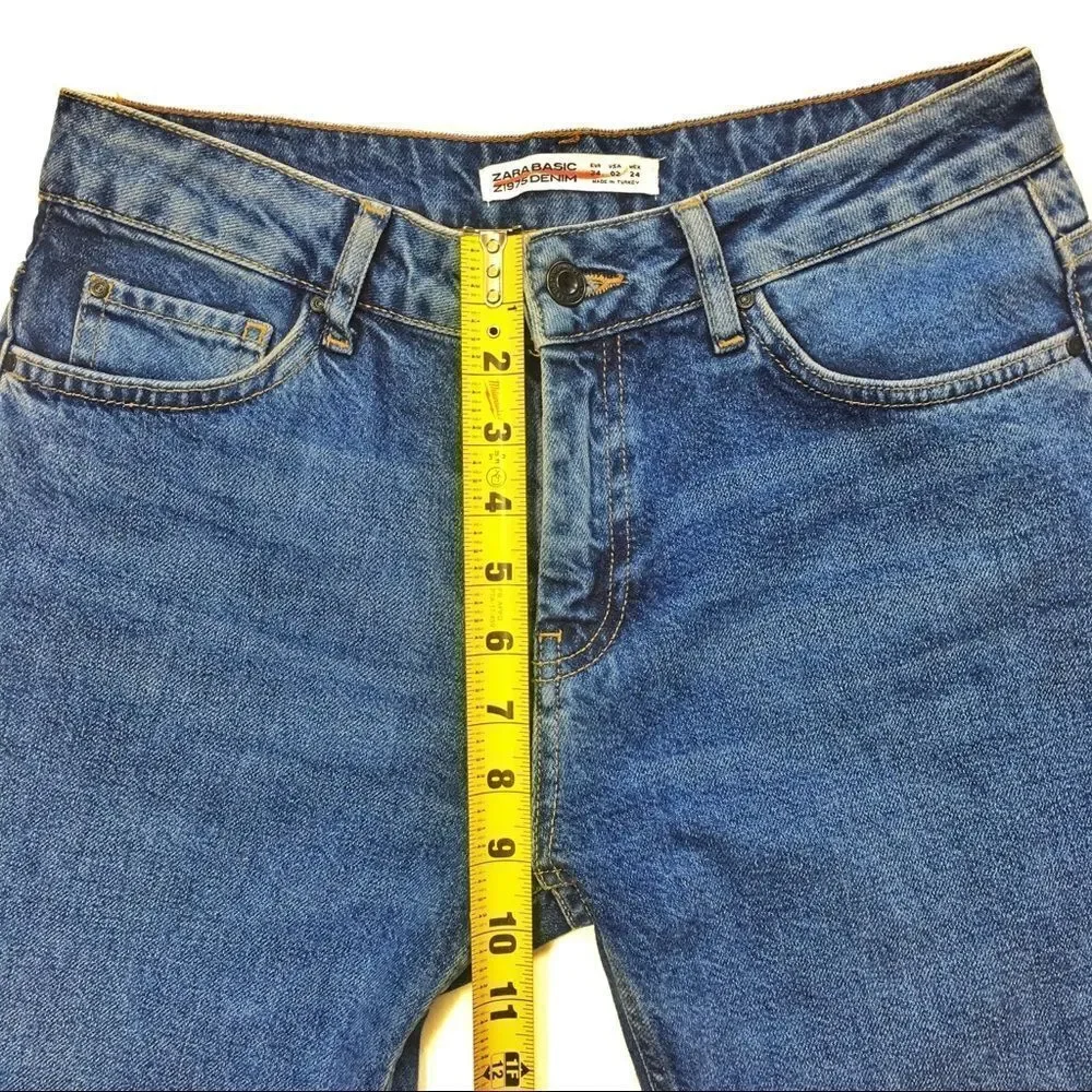 ZARA Basic Z1975 Cigarette Boyfriend Fit Sequin Ankle/Crop Jeans